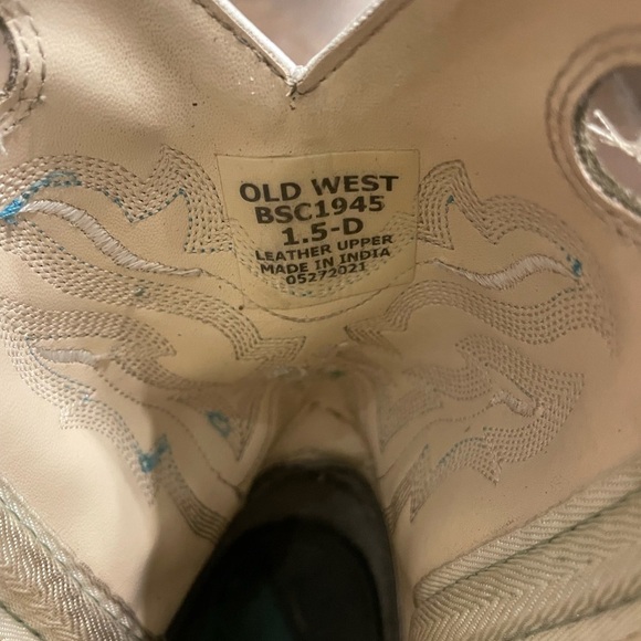 Old West Boy’s Olive Green & Tan Leather Cowboy Boots - Picture 10 of 11